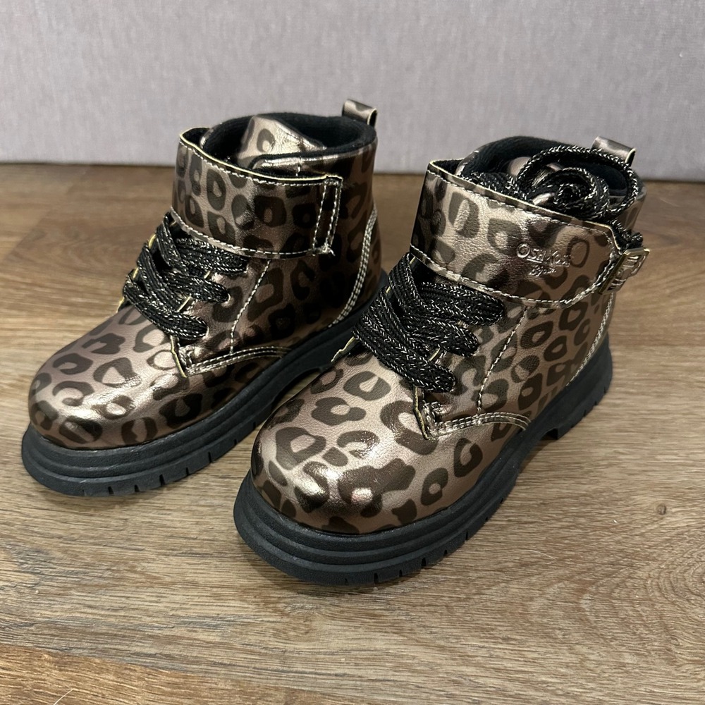 OshKosh B'gosh‎ Toddler Girls Leopard Combat Boots Size 8M Metallic Bronze - Picture 10 of 10